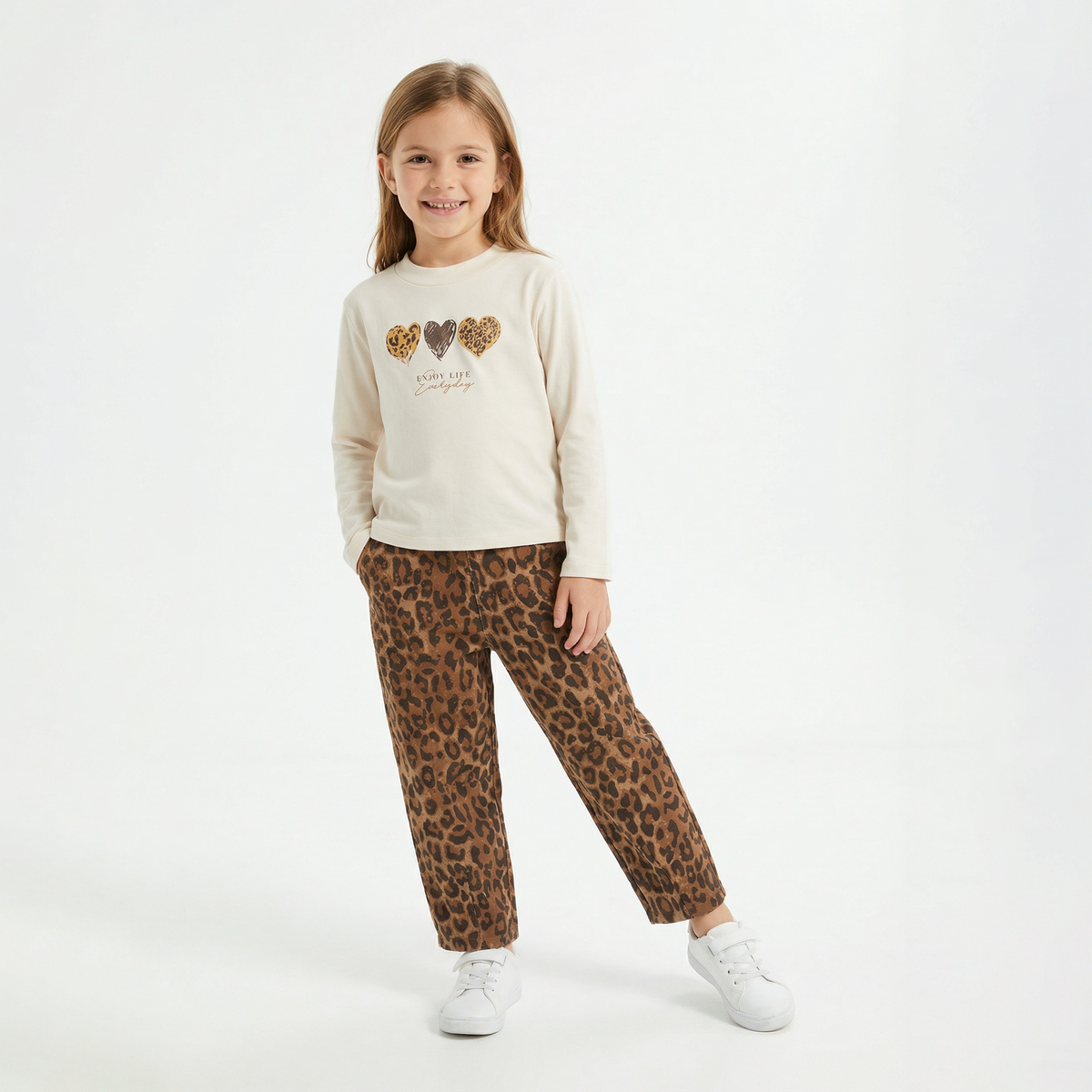 Leopard Kız Pantolon Takım
