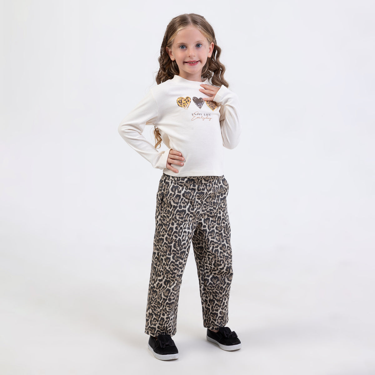 Leopard Kız Pantolon Takım