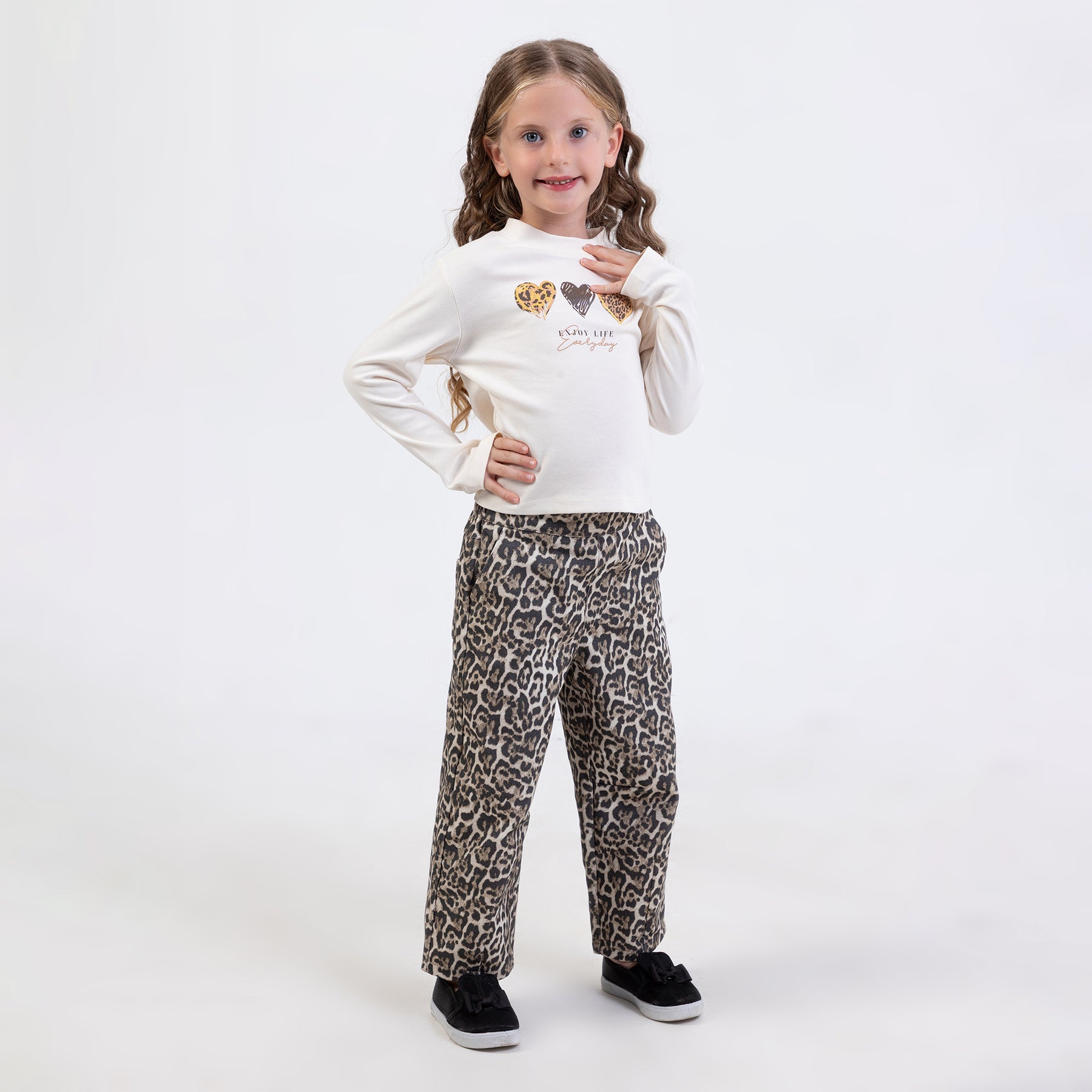 Leopard Kız Pantolon Takım