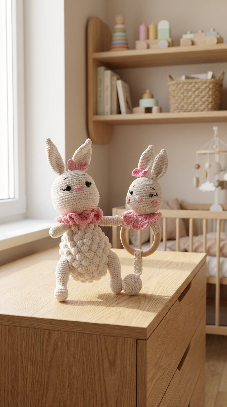 Pembe Düş Tavşanı Bebek ve Diş Kaşıyıcı Seti