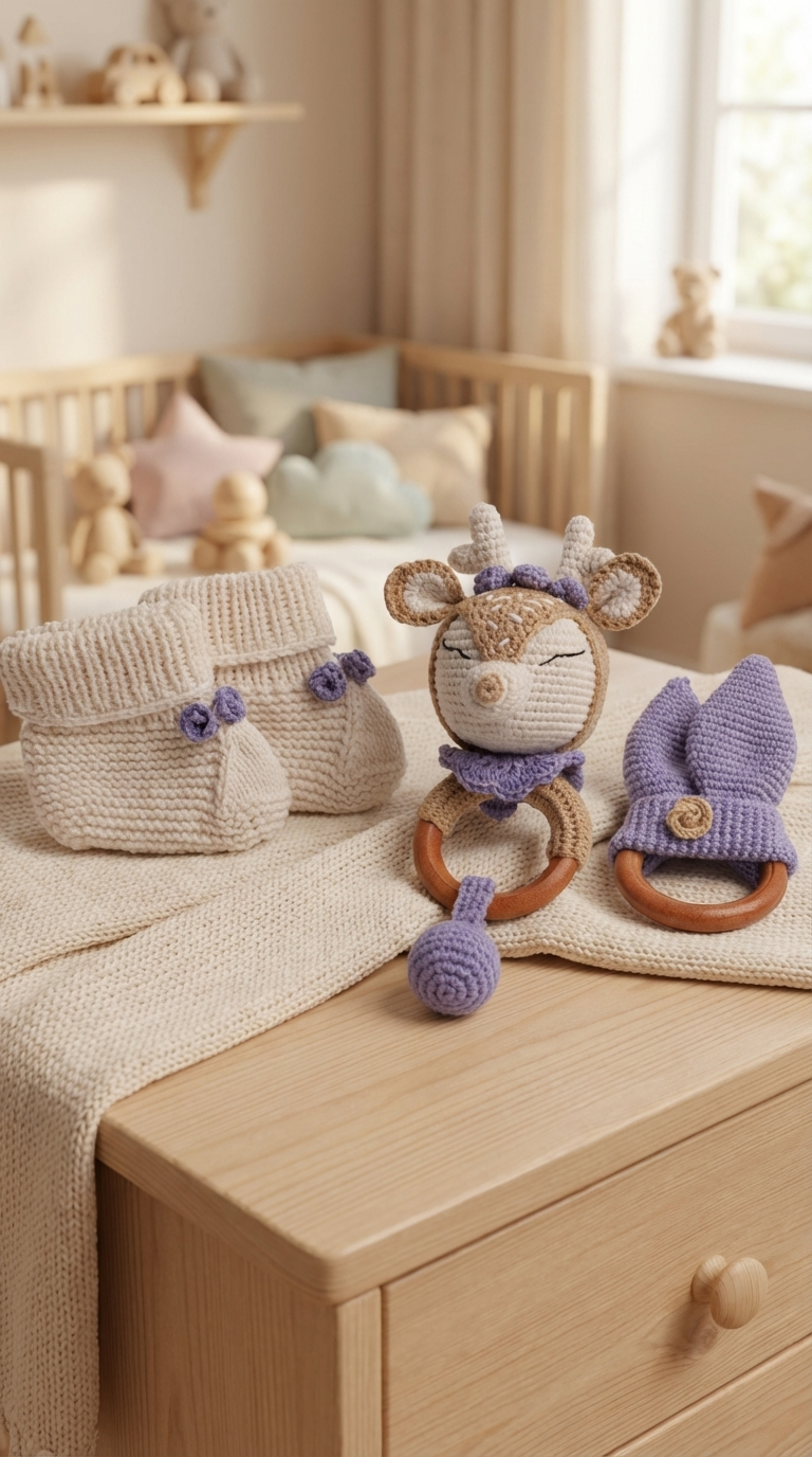 Lavanta Perisi Bebek Patik ve Diş Kaşıyıcı Seti