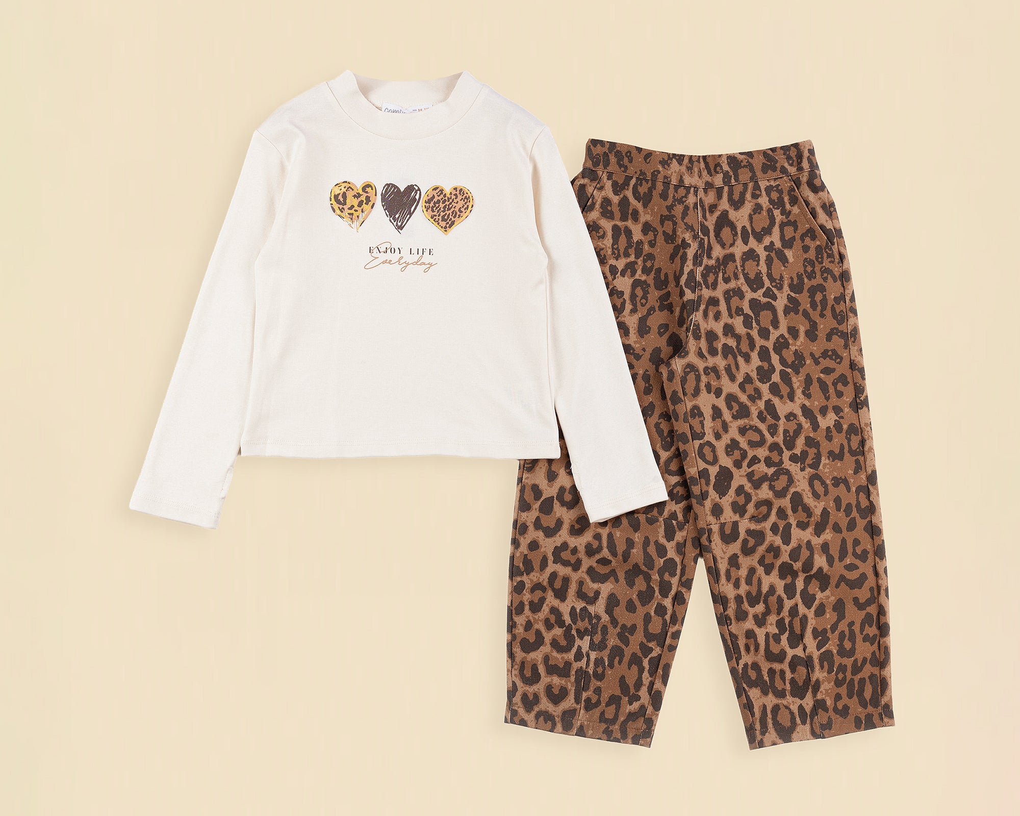 Leopard Kız Pantolon Takım