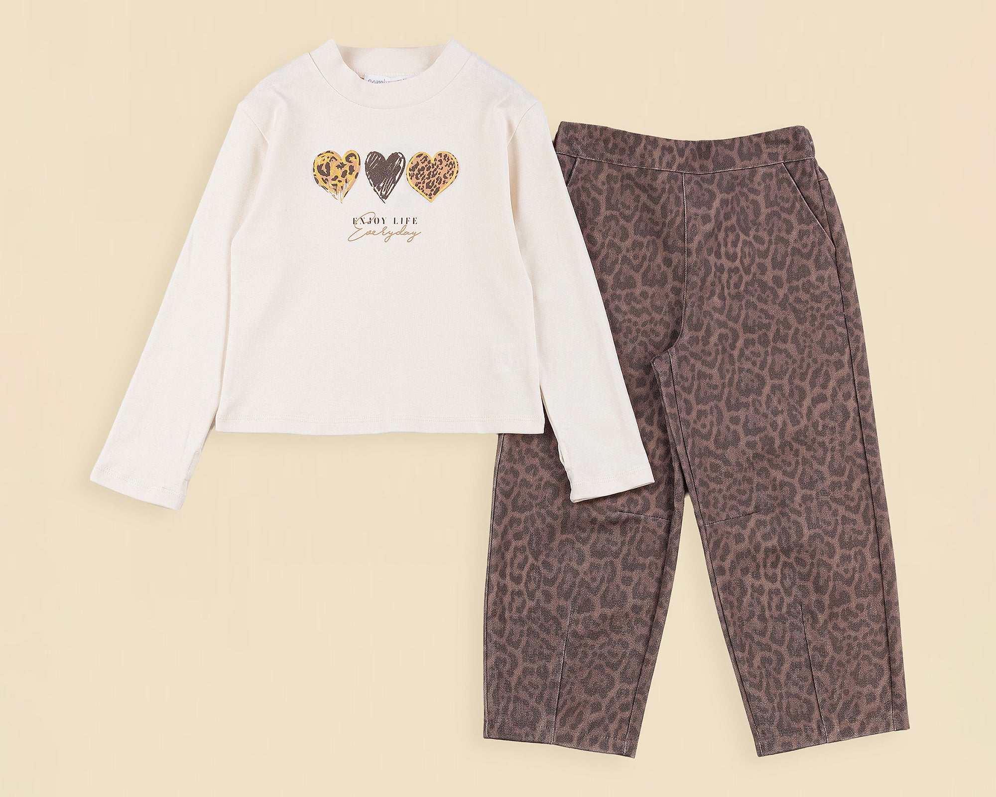 Leopard Kız Pantolon Takım