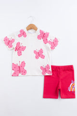 Butterfly Kız Bebek Şortlu Takım