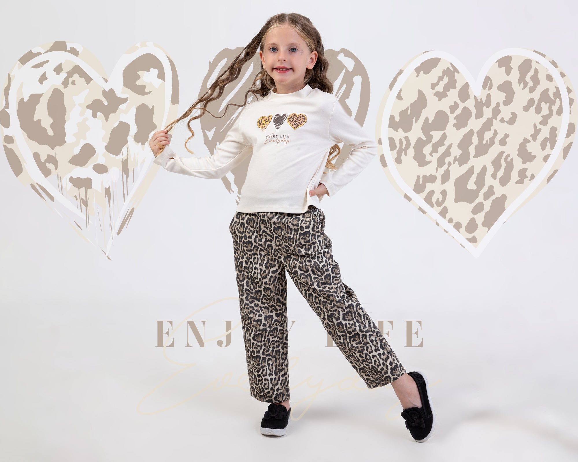 Leopard Kız Pantolon Takım