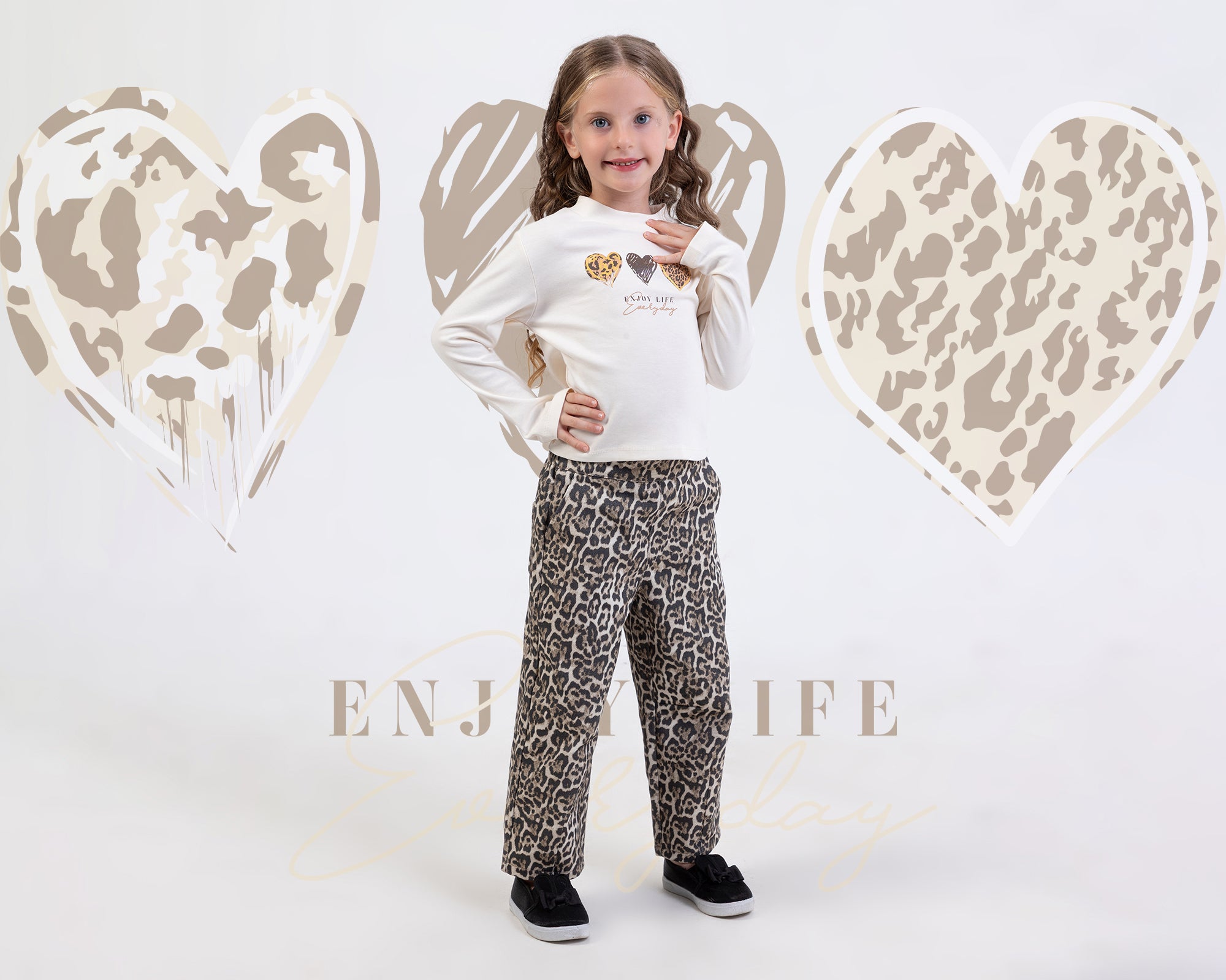 Leopard Kız Pantolon Takım