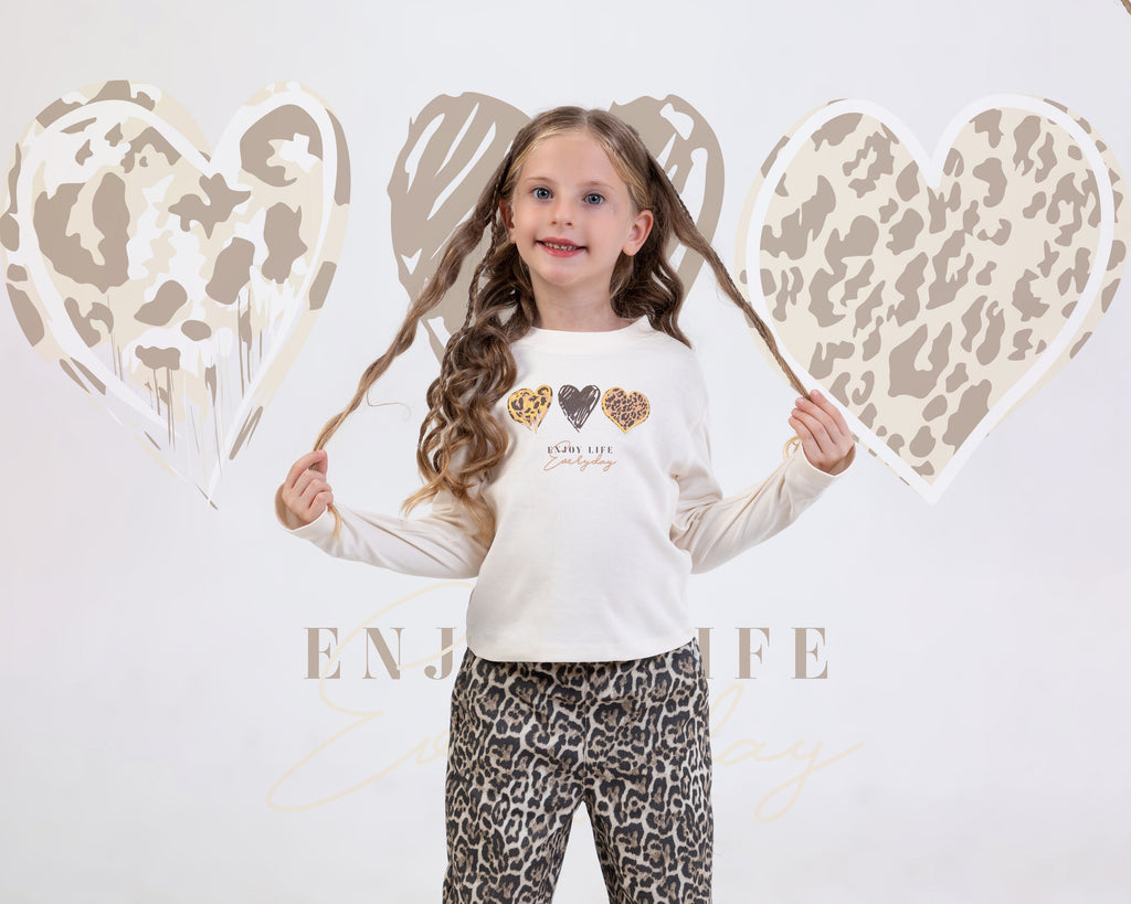 Leopard Kız Pantolon Takım