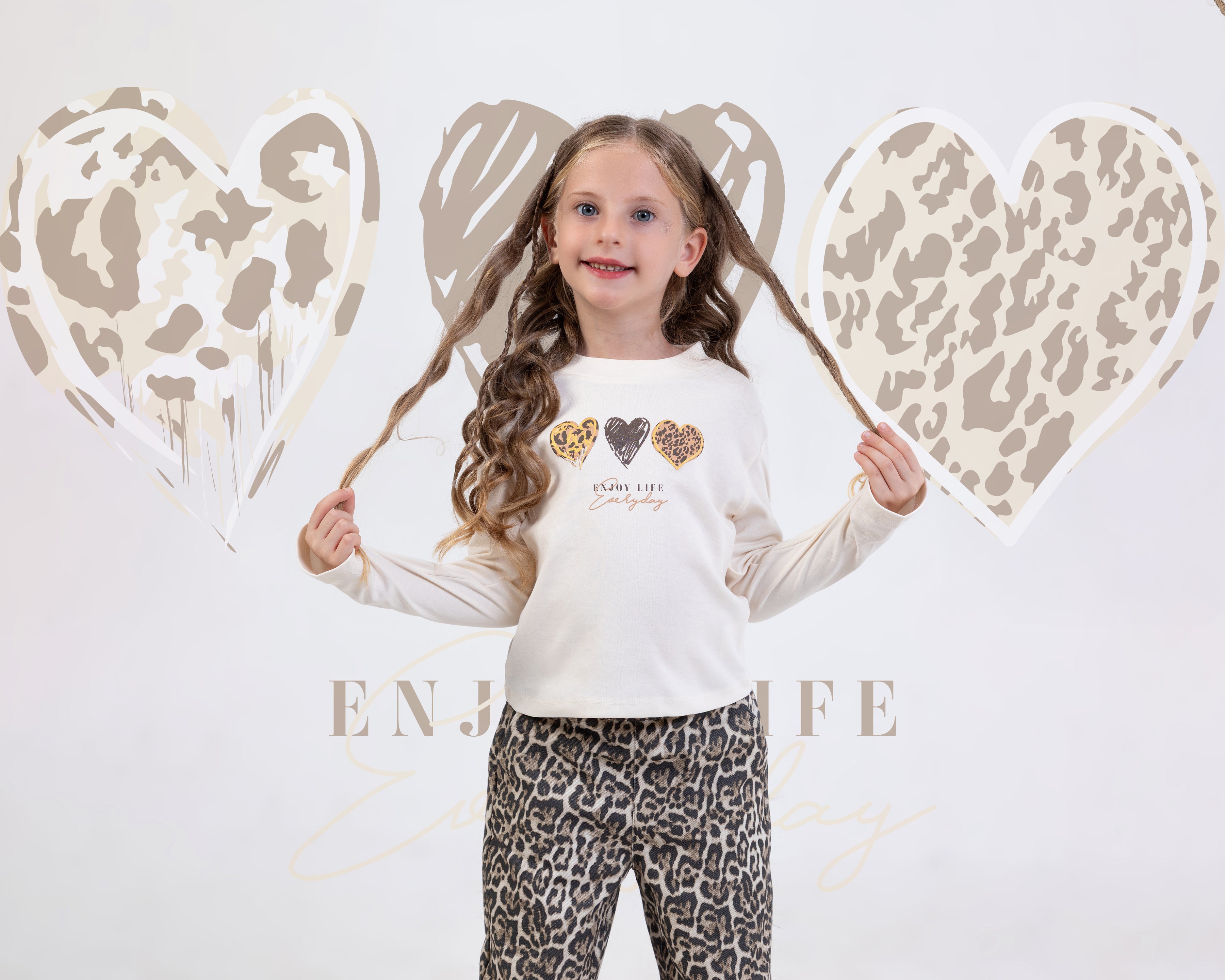 Leopard Kız Pantolon Takım