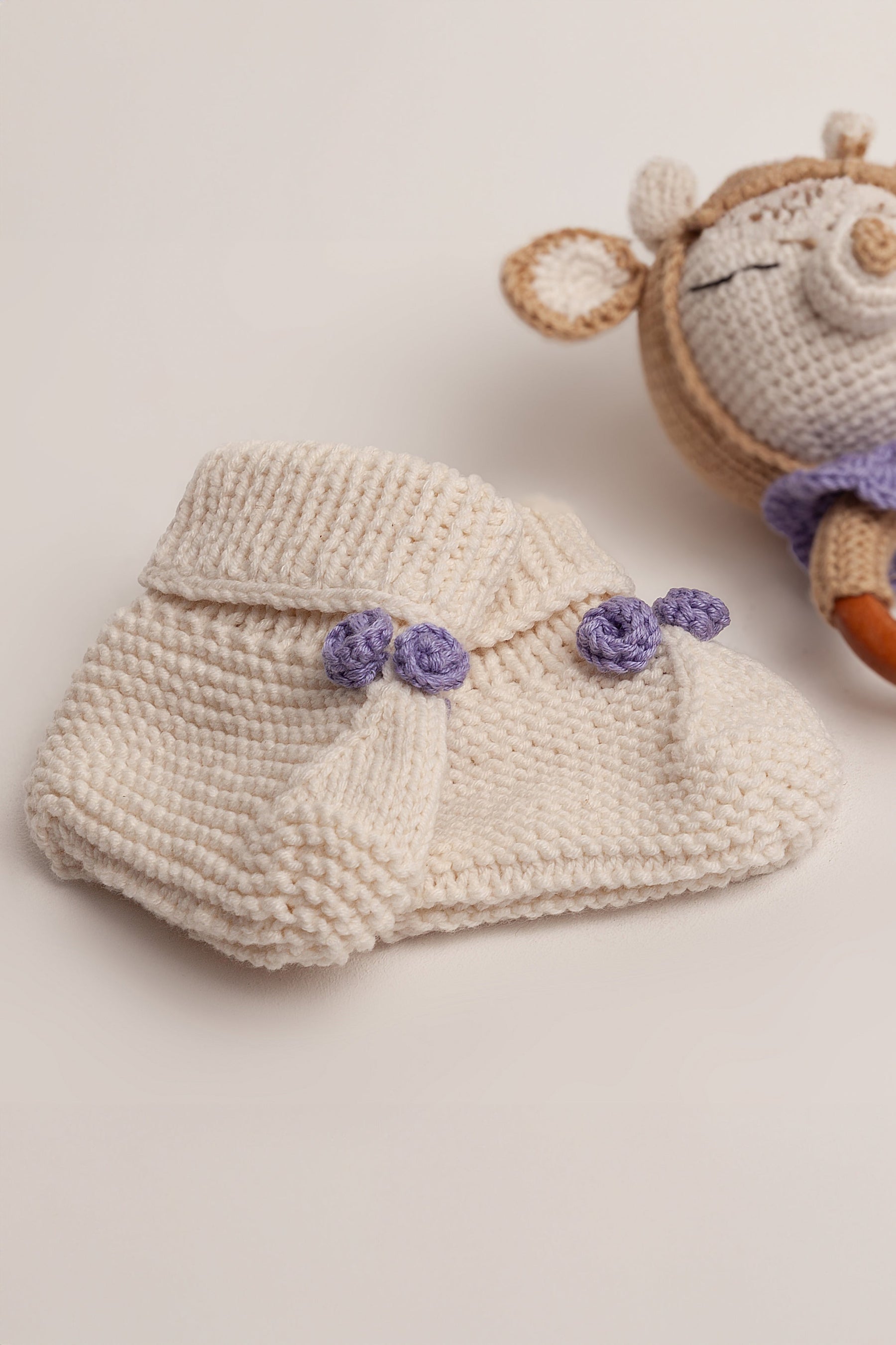 Lavanta Perisi Bebek Patik ve Diş Kaşıyıcı Seti