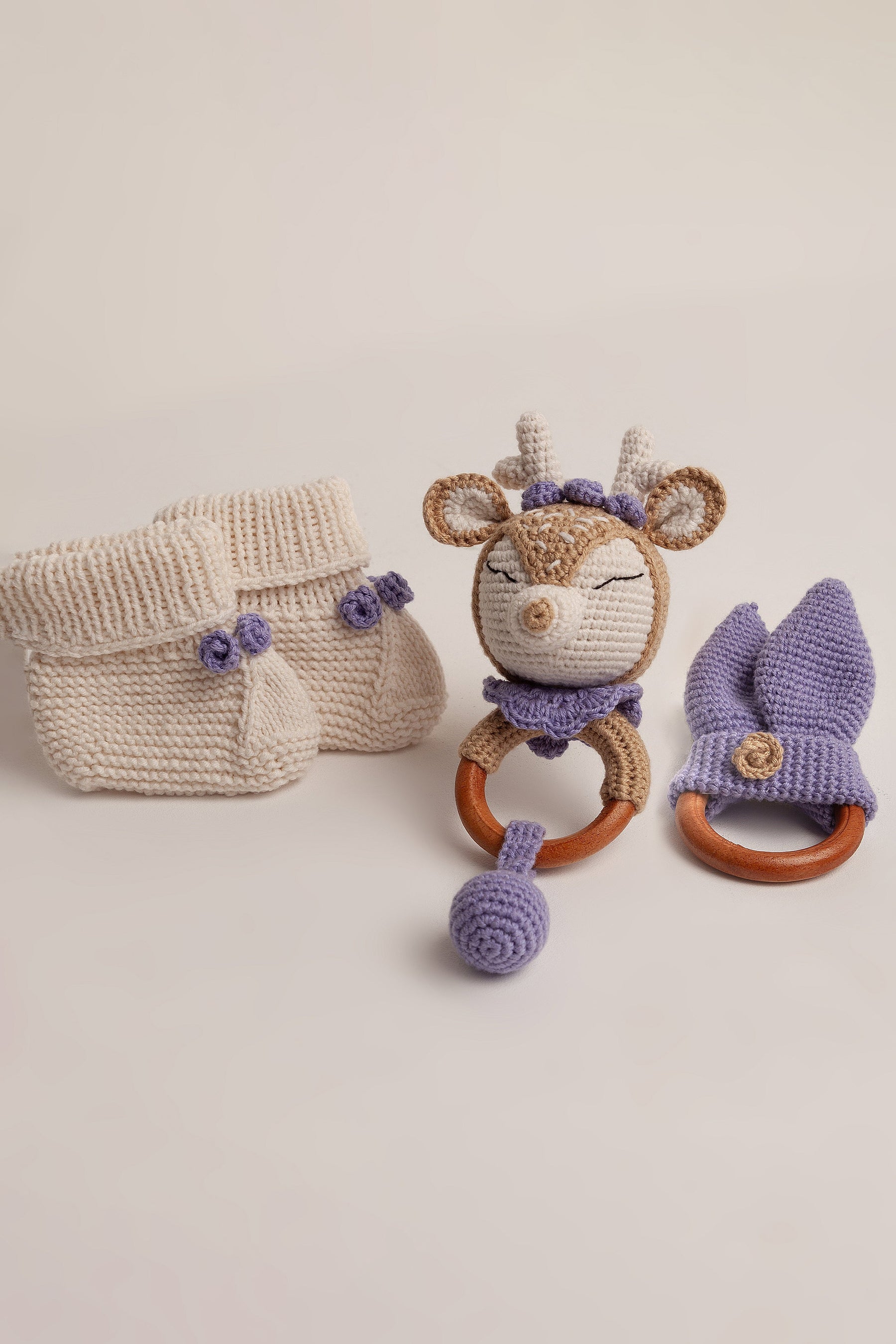 Lavanta Perisi Bebek Patik ve Diş Kaşıyıcı Seti