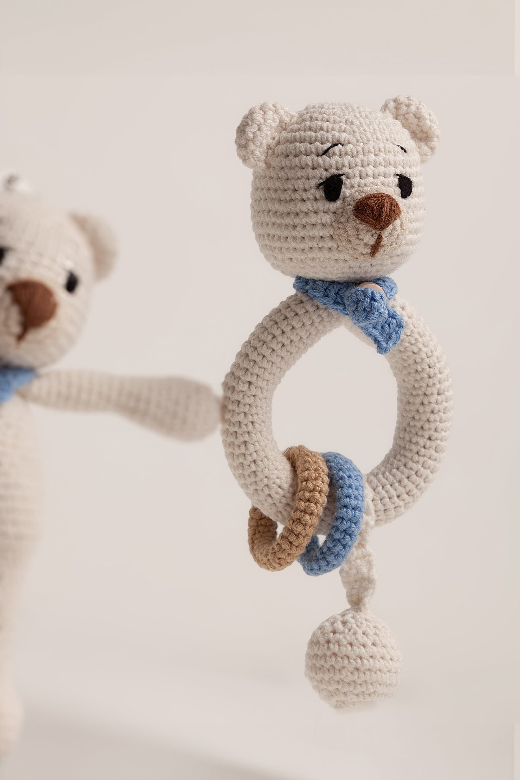 Beyaz Amigurumi Ayıcık ve Diş Kaşıyıcı Seti