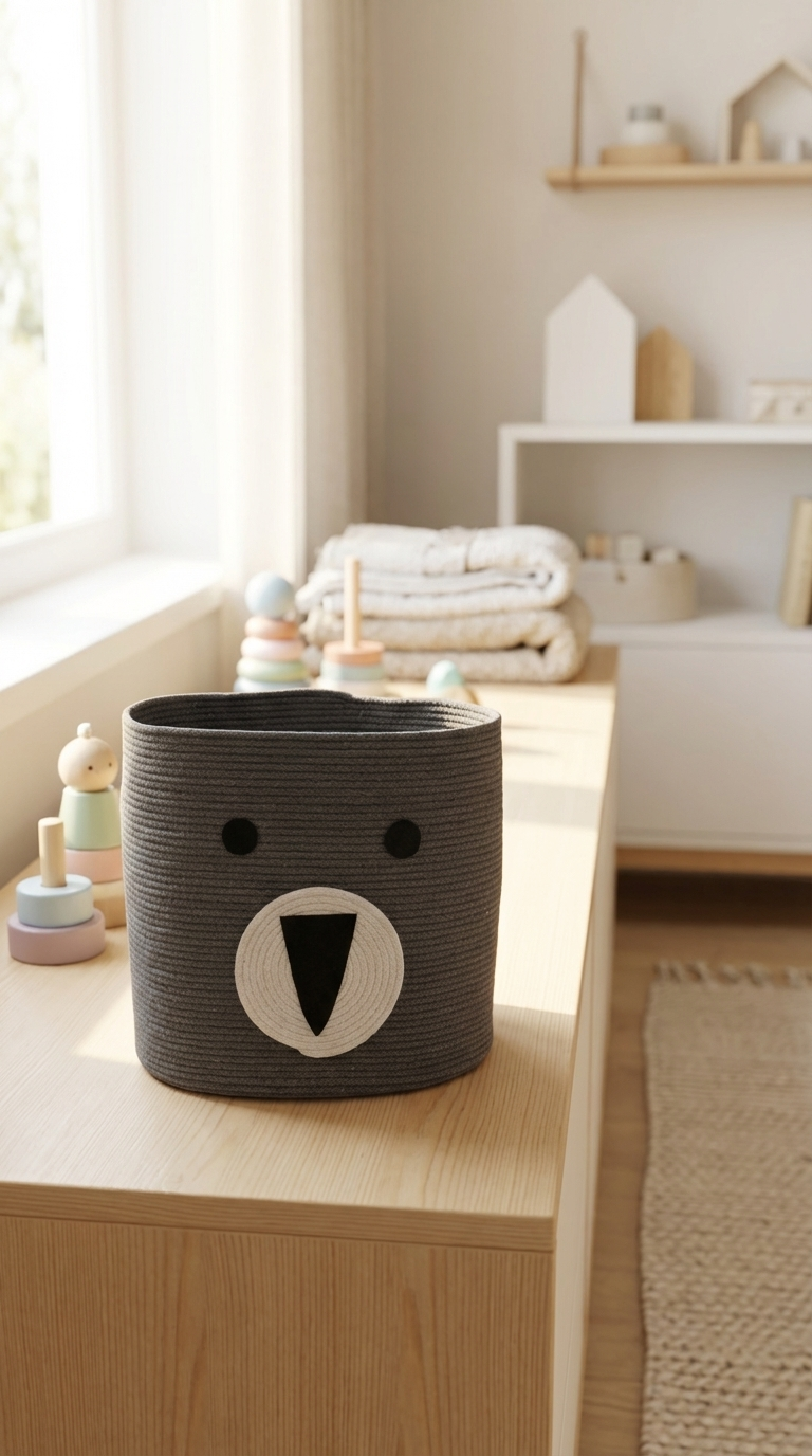 Neşeli Panda Örgü Sepeti