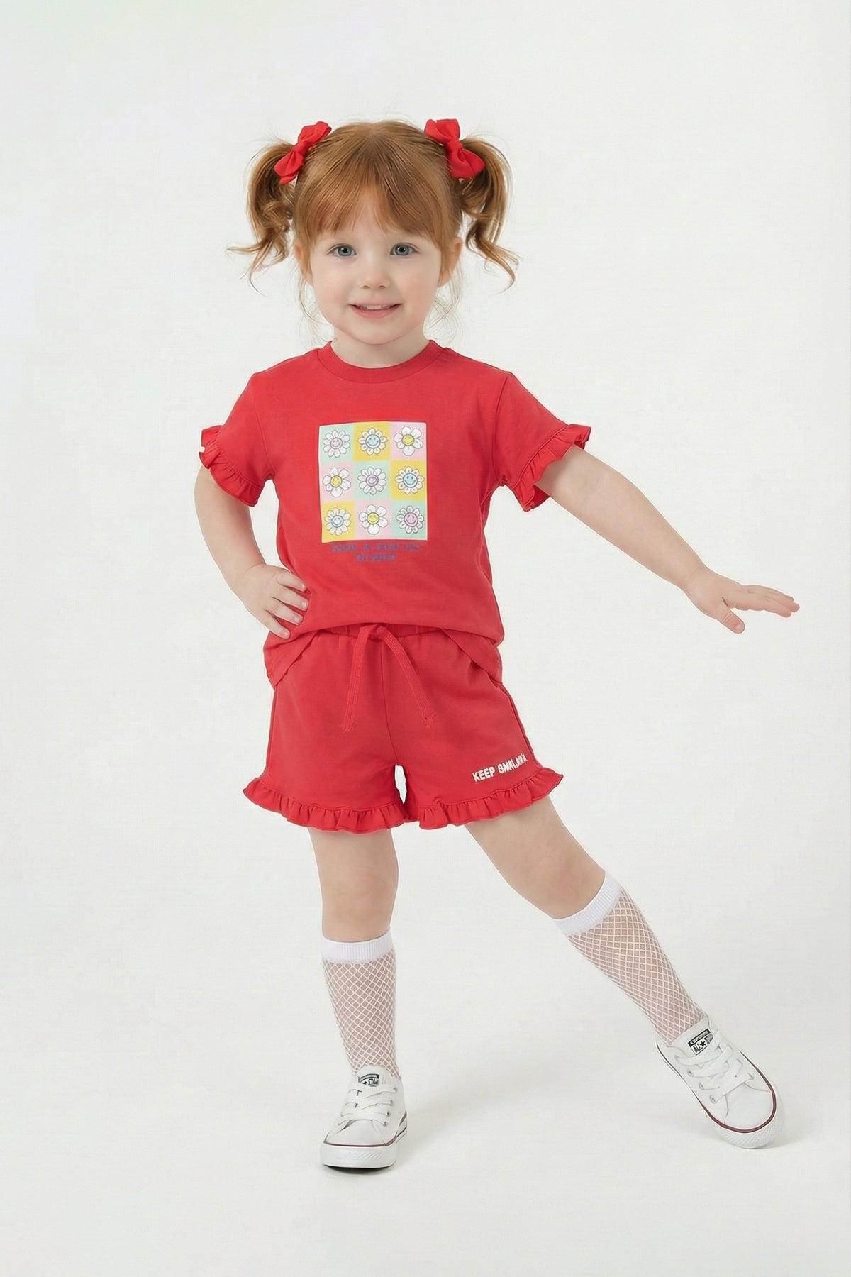 Smile Kız Bebek Şortlu Takım